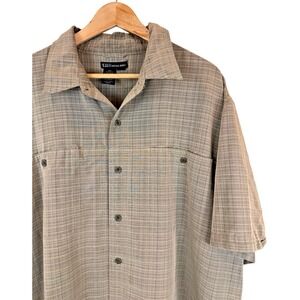5.11 Tactical Shirt Concealed 2XL Checked Beige Pockets Lined Hiking Snap Button